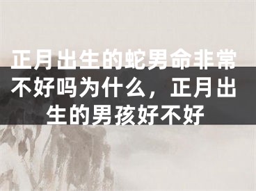 正月出生的蛇男命非常不好吗为什么，正月出生的男孩好不好