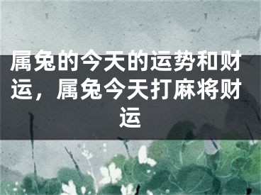 属兔的今天的运势和财运，属兔今天打麻将财运