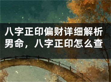 八字正印偏财详细解析男命，八字正印怎么查