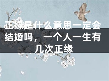 正缘是什么意思一定会结婚吗，一个人一生有几次正缘