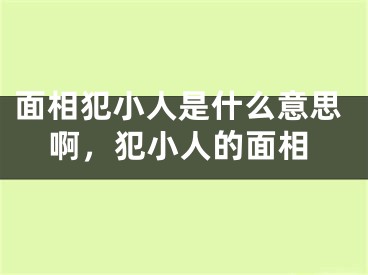 面相犯小人是什么意思啊，犯小人的面相