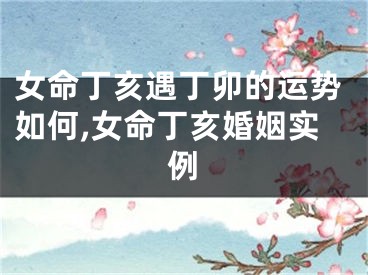女命丁亥遇丁卯的运势如何,女命丁亥婚姻实例