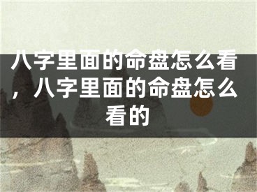 八字里面的命盘怎么看，八字里面的命盘怎么看的