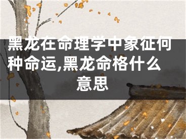 黑龙在命理学中象征何种命运,黑龙命格什么意思