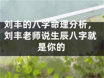 刘丰的八字命理分析，刘丰老师说生辰八字就是你的