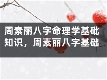 周素丽八字命理学基砒知识，周素丽八字基础