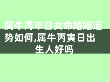 属牛丙申日女命婚姻运势如何,属牛丙寅日出生人好吗