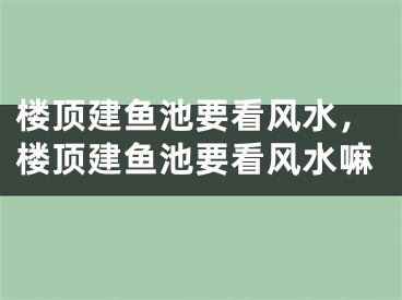 楼顶建鱼池要看风水，楼顶建鱼池要看风水嘛