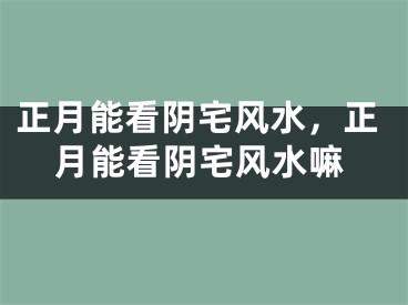 正月能看阴宅风水，正月能看阴宅风水嘛