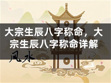 大宗生辰八字称命，大宗生辰八字称命详解