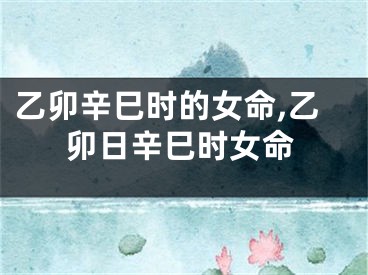 乙卯辛巳时的女命,乙卯日辛巳时女命