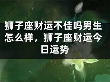 狮子座财运不佳吗男生怎么样，狮子座财运今日运势