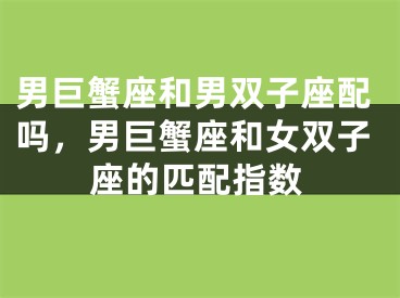 男巨蟹座和男双子座配吗，男巨蟹座和女双子座的匹配指数