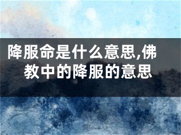 降服命是什么意思,佛教中的降服的意思