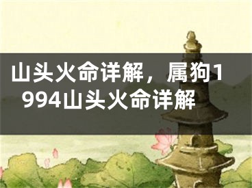山头火命详解，属狗1994山头火命详解