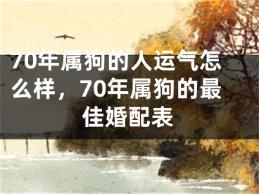 70年属狗的人运气怎么样，70年属狗的最佳婚配表