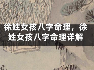 徐姓女孩八字命理，徐姓女孩八字命理详解