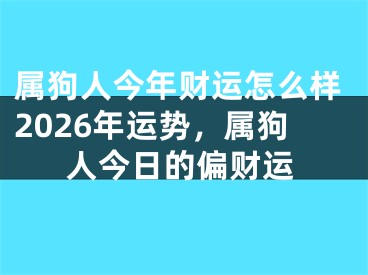 属狗人今年财运怎么样2026年运势，属狗人今日的偏财运