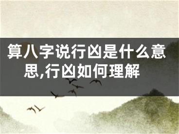 算八字说行凶是什么意思,行凶如何理解