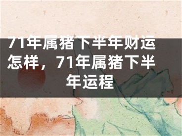 71年属猪下半年财运怎样，71年属猪下半年运程