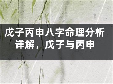 戊子丙申八字命理分析详解，戊子与丙申