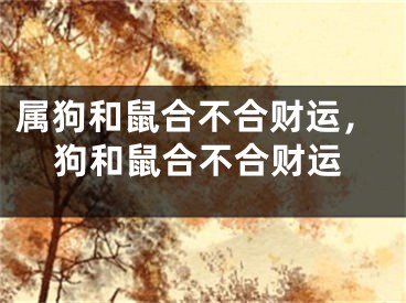 属狗和鼠合不合财运，狗和鼠合不合财运