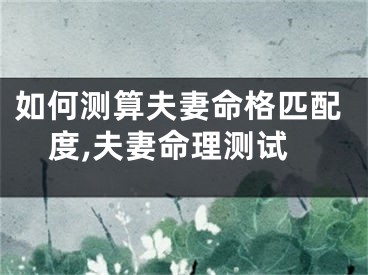 如何测算夫妻命格匹配度,夫妻命理测试