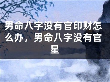 男命八字没有官印财怎么办，男命八字没有官星