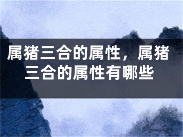 属猪三合的属性，属猪三合的属性有哪些