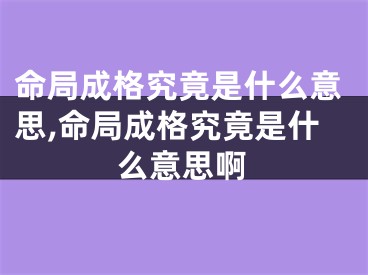 命局成格究竟是什么意思,命局成格究竟是什么意思啊