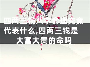 四两三钱八字命理究竟代表什么,四两三钱是大富大贵的命吗