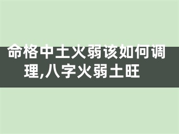 命格中土火弱该如何调理,八字火弱土旺