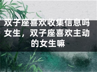双子座喜欢收集信息吗女生，双子座喜欢主动的女生嘛