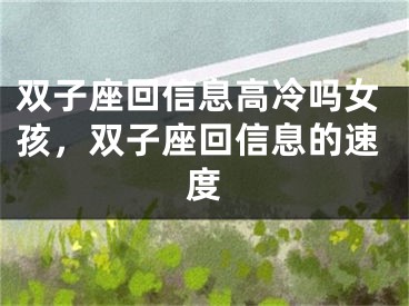 双子座回信息高冷吗女孩，双子座回信息的速度