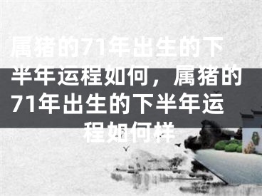 属猪的71年出生的下半年运程如何,属猪的71年出生的下半年运程如何样