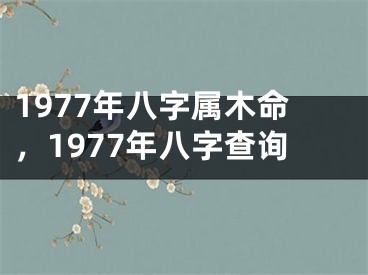 1977年八字属木命，1977年八字查询