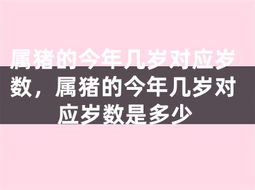 属猪的今年几岁对应岁数，属猪的今年几岁对应岁数是多少