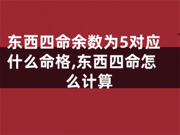 东西四命余数为5对应什么命格,东西四命怎么计算