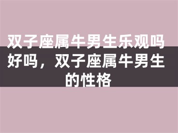 双子座属牛男生乐观吗好吗，双子座属牛男生的性格