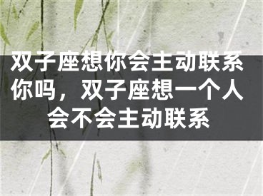 双子座想你会主动联系你吗，双子座想一个人会不会主动联系