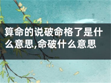 算命的说破命格了是什么意思,命破什么意思