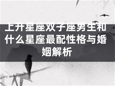 上升星座双子座男生和什么星座最配性格与婚姻解析