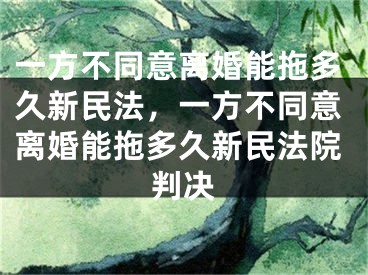 一方不同意离婚能拖多久新民法,一方不同意离婚能拖多久新民法院判决