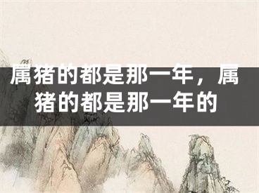 属猪的都是那一年，属猪的都是那一年的