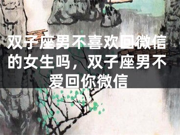 双子座男不喜欢回微信的女生吗，双子座男不爱回你微信