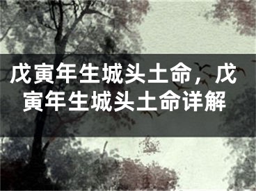 戊寅年生城头土命，戊寅年生城头土命详解