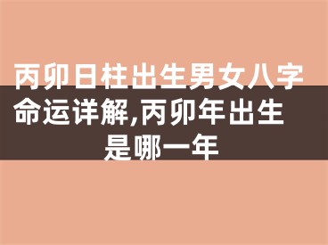 丙卯日柱出生男女八字命运详解,丙卯年出生是哪一年