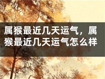 属猴最近几天运气，属猴最近几天运气怎么样
