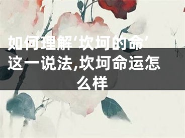 如何理解‘坎坷的命’这一说法,坎坷命运怎么样