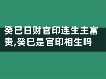 癸巳日财官印连生主富贵,癸巳是官印相生吗